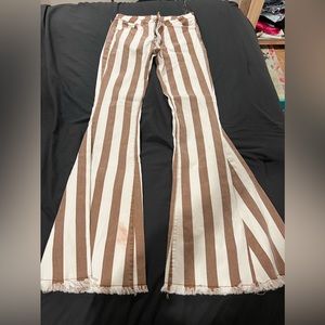 Striped flare/bell bottom jeans
